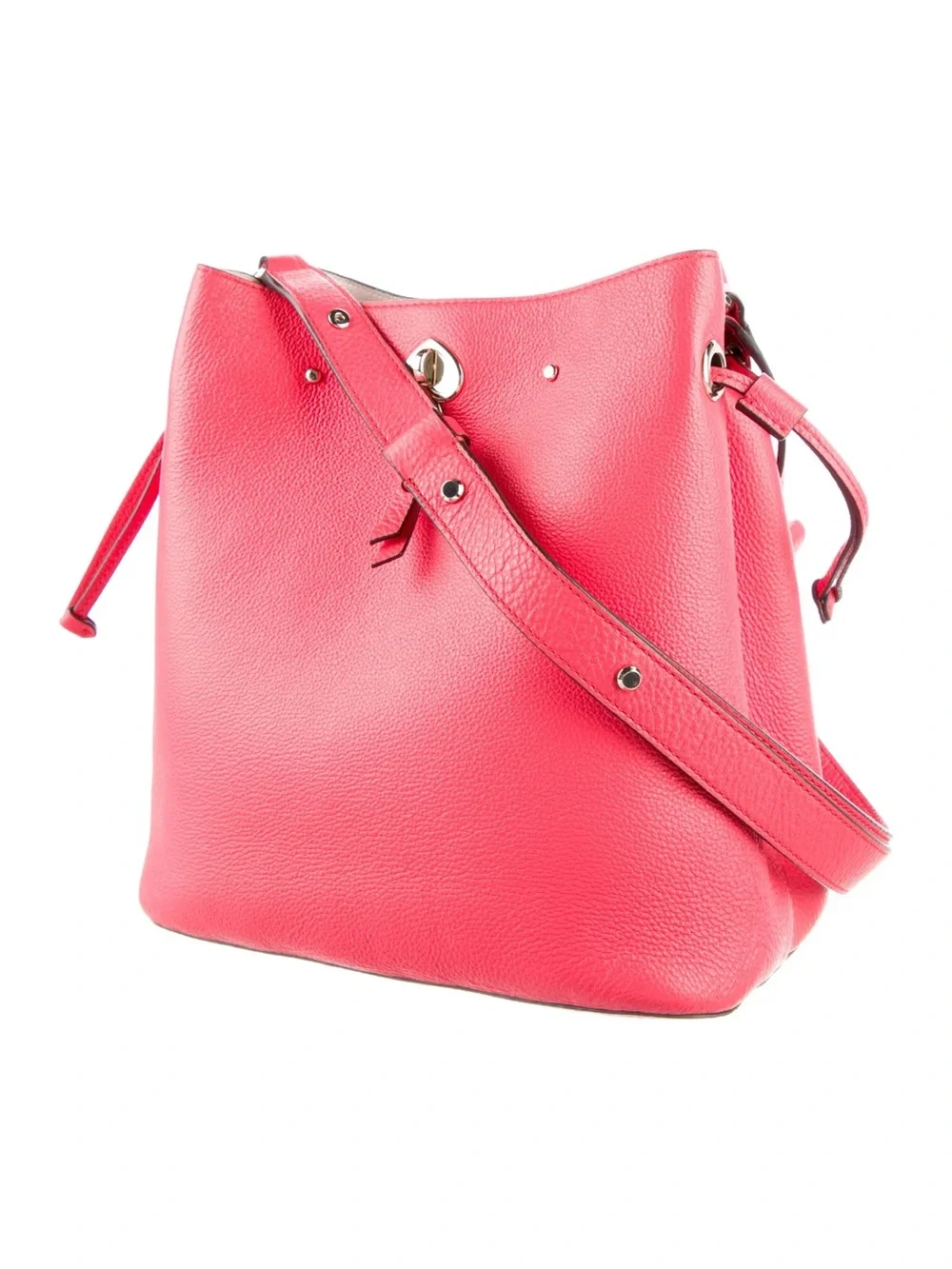 kate spade Coral Pink Leather Bucket Shoulder Bag